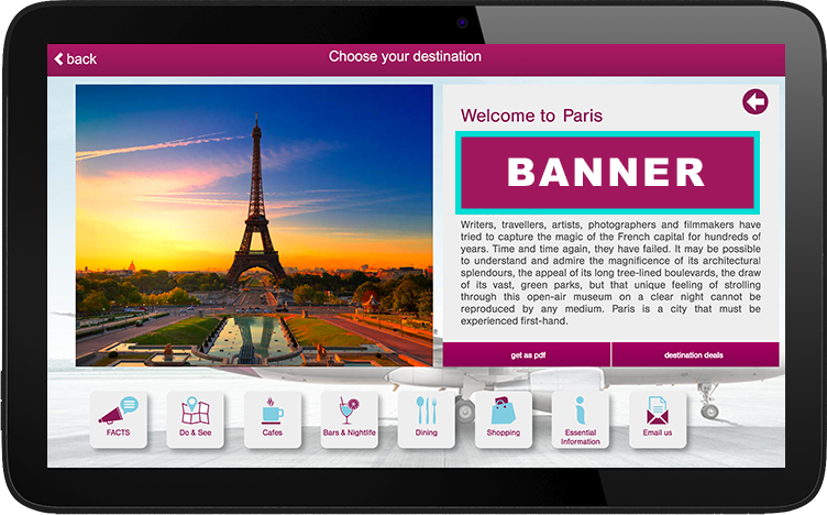 city guide homepage on inflight digital magazine