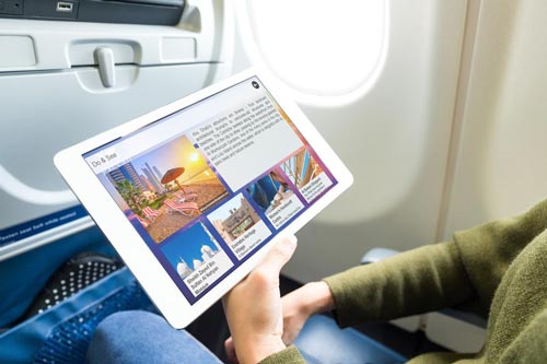 contenido digital en tabletas y móviles dentro de aviones